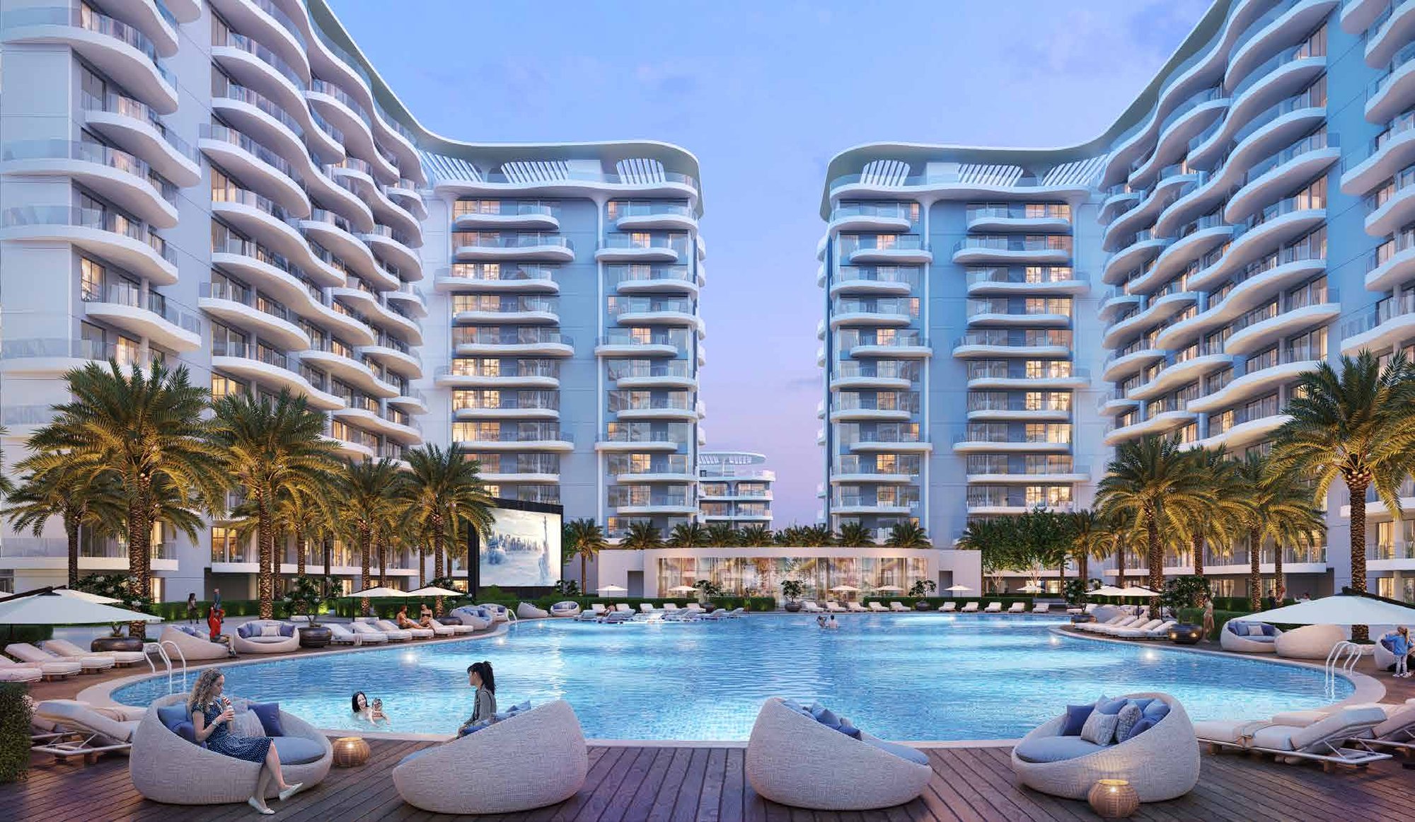 ELO apartments at DAMAC Hills 2, Dubai, with a resort pool deck