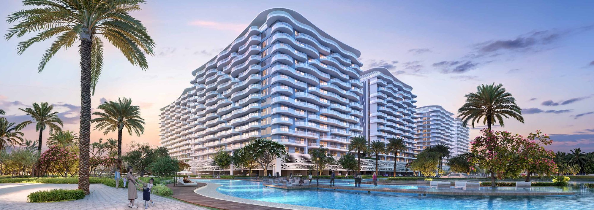 DAMAC Lagoon Views apartments overlooking the crystal lagoon at DAMAC Lagoons